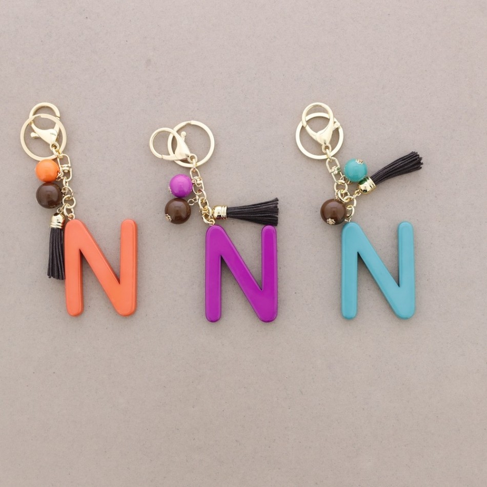 RESIN INITIAL LETTER N PENDANT KEYCHAIN
