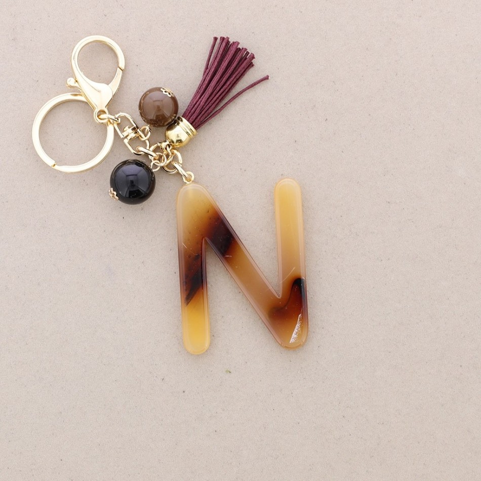 RESIN INITIAL LETTER N PENDANT KEYCHAIN
