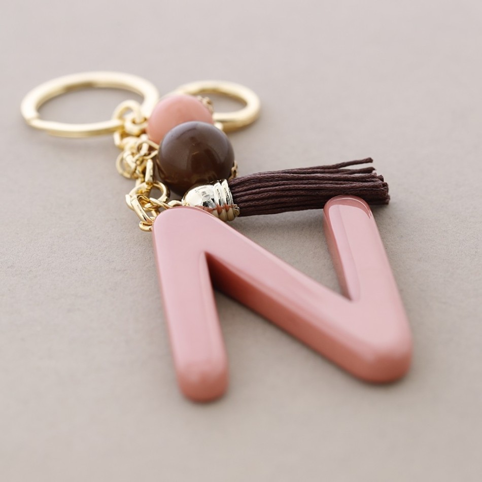 RESIN INITIAL LETTER N PENDANT KEYCHAIN