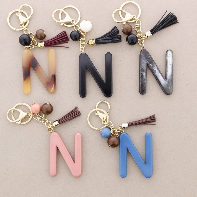 RESIN INITIAL LETTER N PENDANT KEYCHAIN