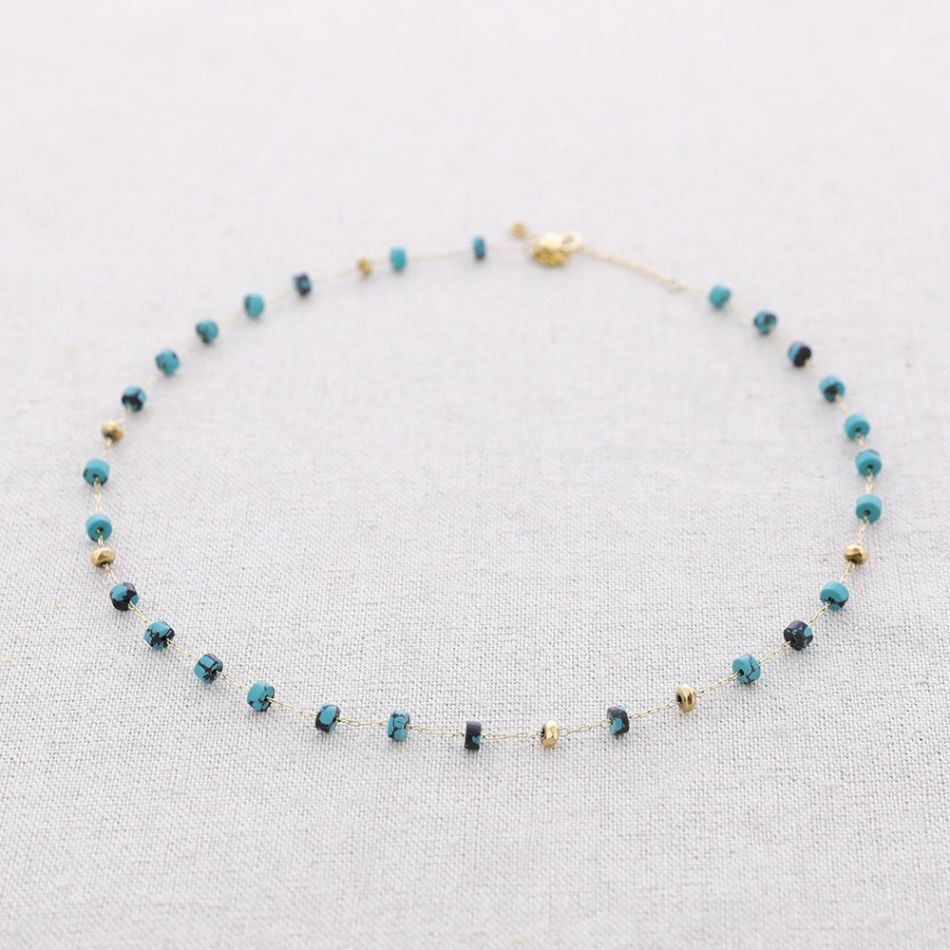 STEEL CYLINDRICAL STONES NECKLACE