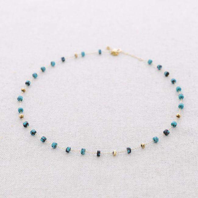 STEEL CYLINDRICAL STONES NECKLACE
