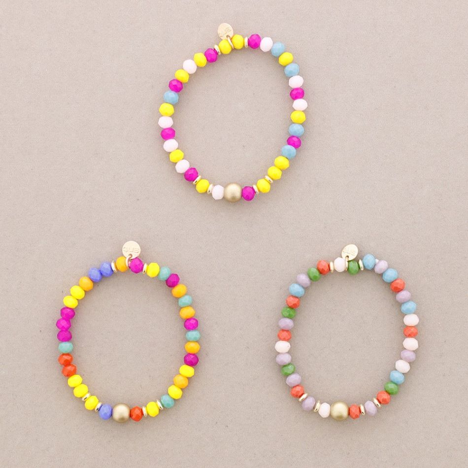 ELASTIC BRACELET WITH FACETED CRYSTALS 6MM