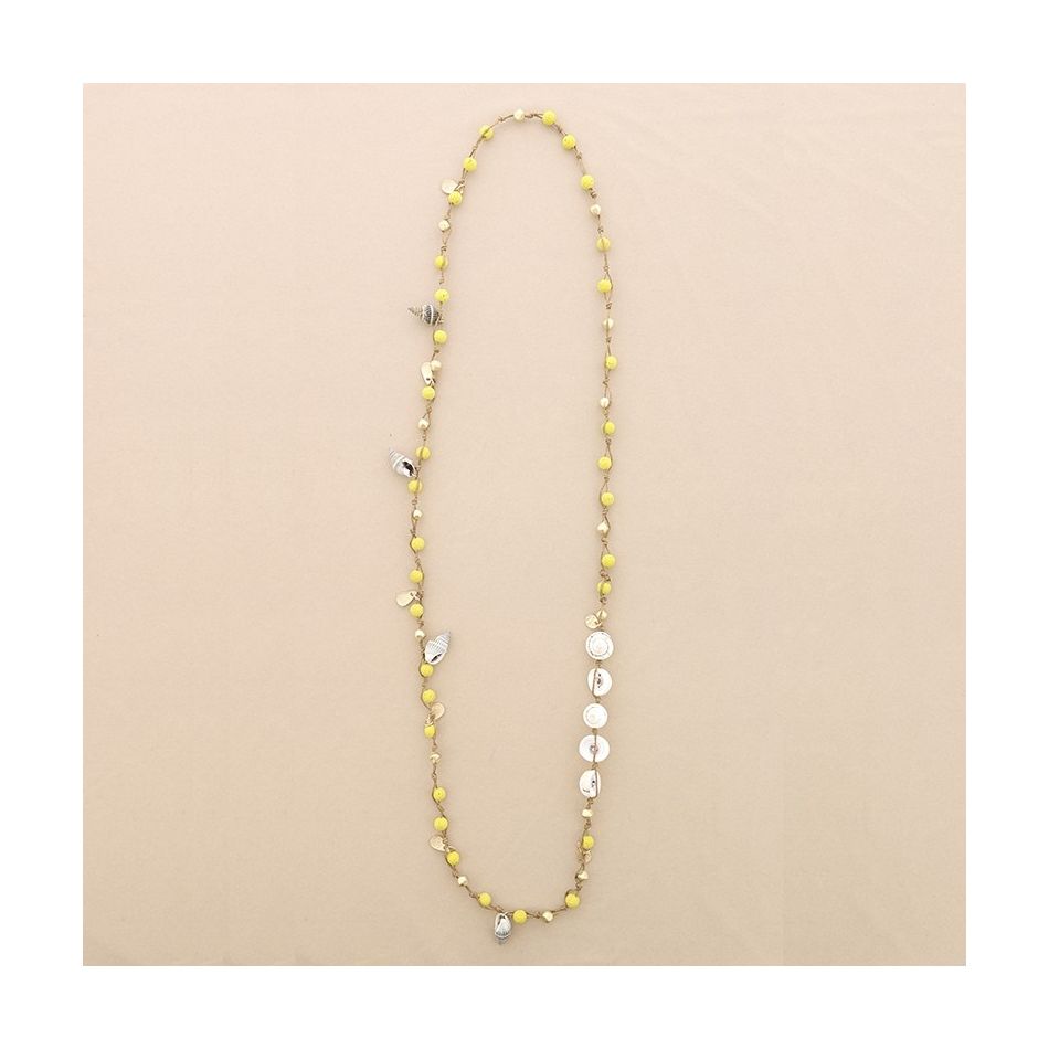LONG NECKLACE BRAIDED LAVA BEADS METAL PENDANTS