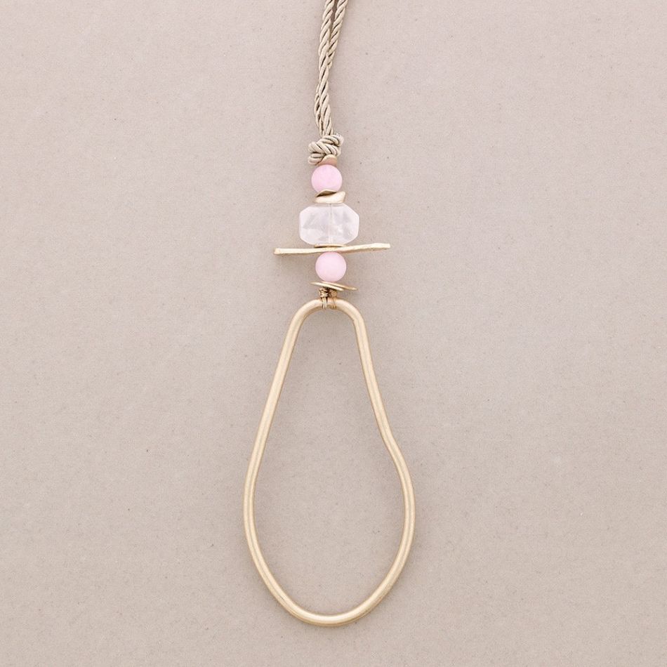 LONG METAL NECKLACE CORD IRREGULAR PENDANT