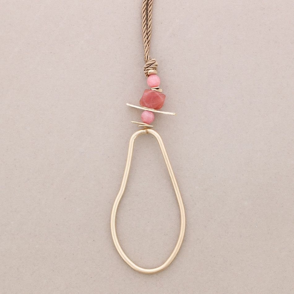 LONG METAL NECKLACE CORD IRREGULAR PENDANT
