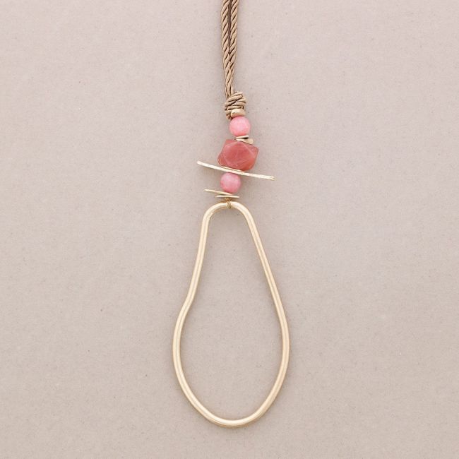 LONG METAL NECKLACE CORD IRREGULAR PENDANT