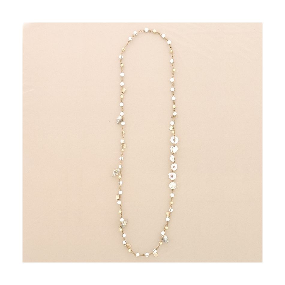 LONG NECKLACE BRAIDED LAVA BEADS METAL PENDANTS