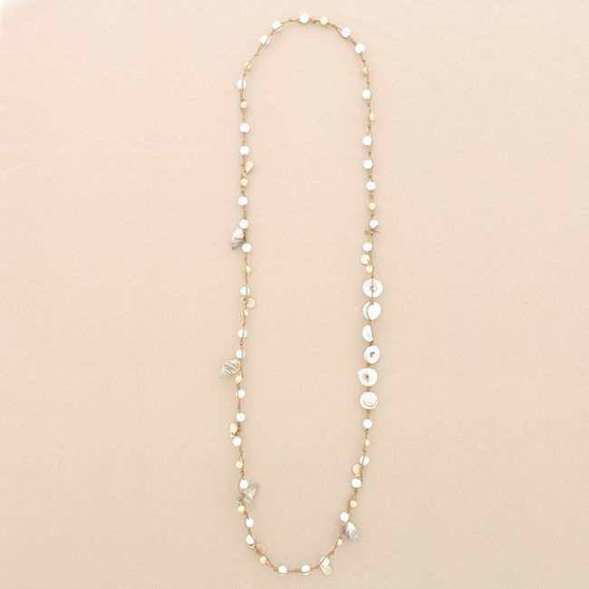 LONG NECKLACE BRAIDED LAVA BEADS METAL PENDANTS