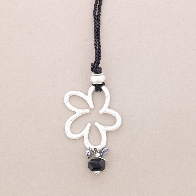 COLLAR LARGO COLGANTE FLOR PIEDRA