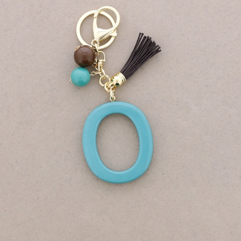 KEYCHAIN PENDANT INITIAL LETTER O RESIN