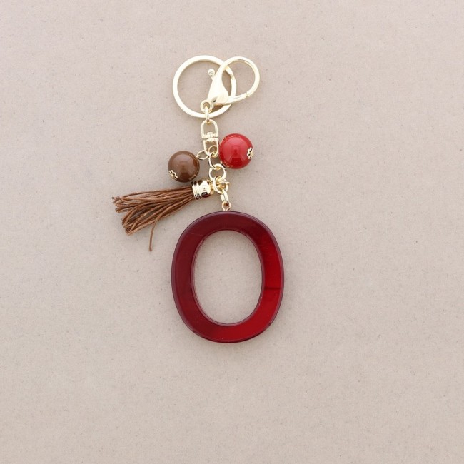KEYCHAIN PENDANT INITIAL LETTER O RESIN