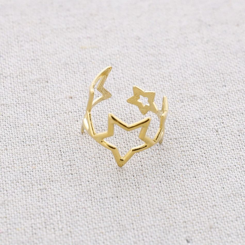 ANILLO ACERO ESTRELLAS HUECAS