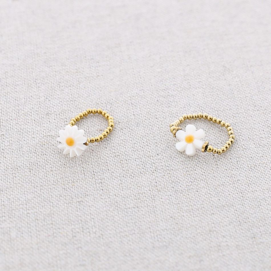 NACRE DAISY STEEL RING