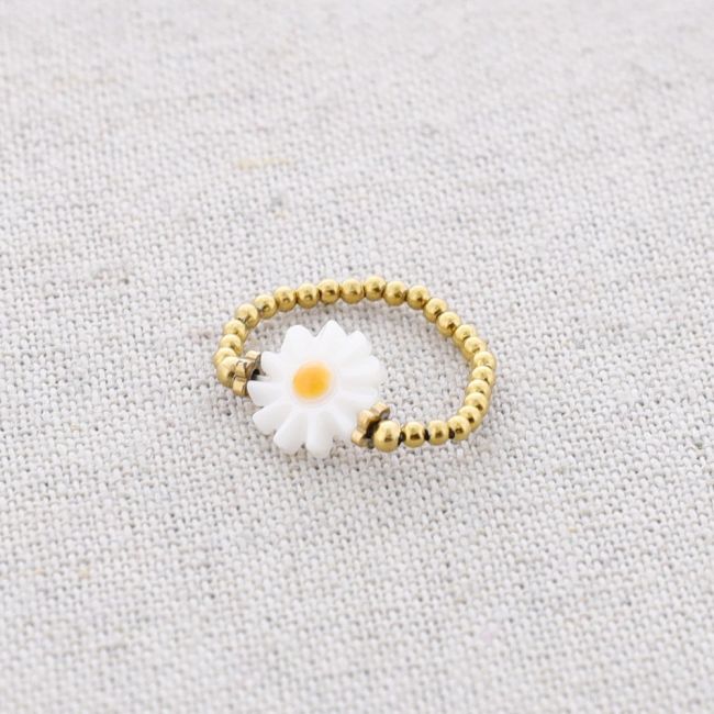 NACRE DAISY STEEL RING