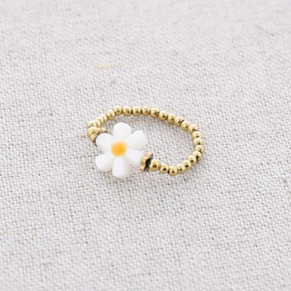 NACRE DAISY STEEL RING