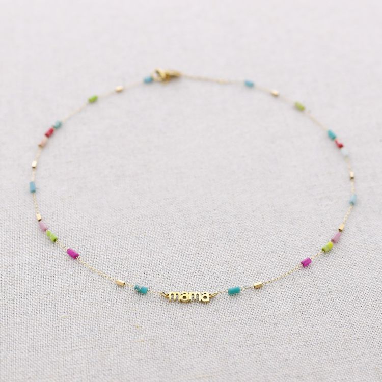 STEEL MOM STONES NECKLACE