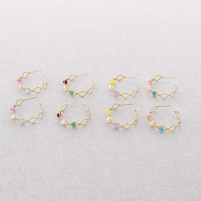 PENDIENTES ACERO ARO PIEDRAS PERLA