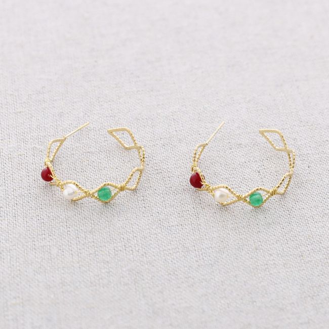 PENDIENTES ACERO ARO PIEDRAS PERLA