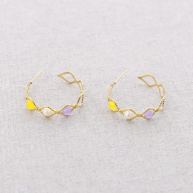PENDIENTES ACERO ARO PIEDRAS PERLA