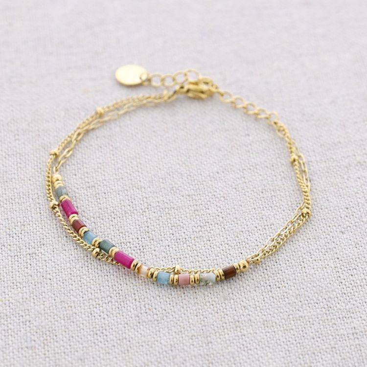 STEEL DOUBLE CHAIN STONES BRACELET 2