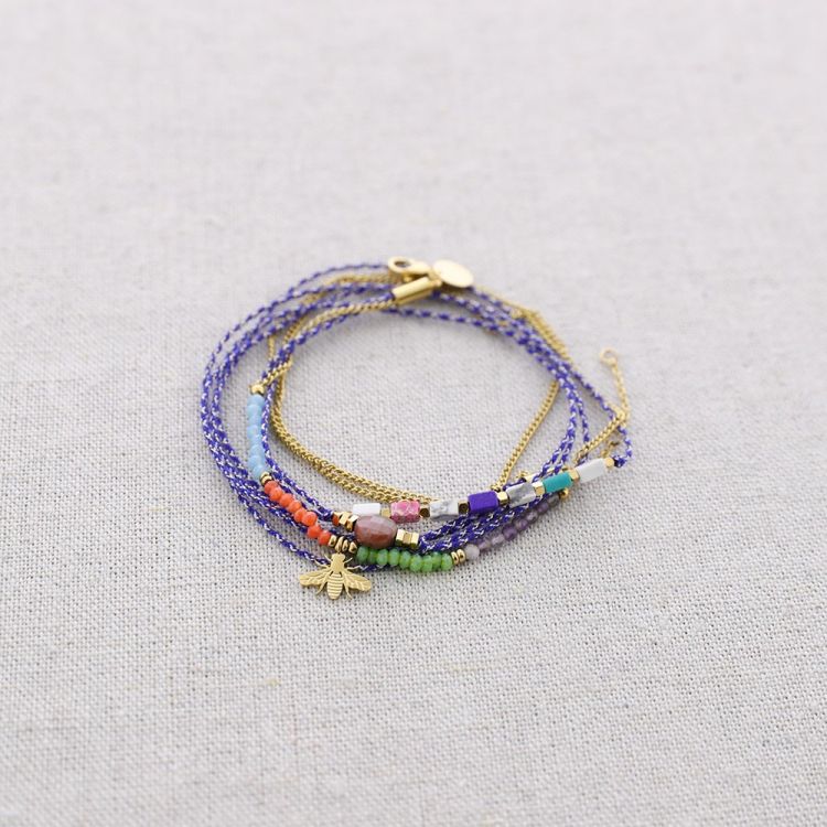 PULSERA ACERO TRES CADENAS PIEDRAS