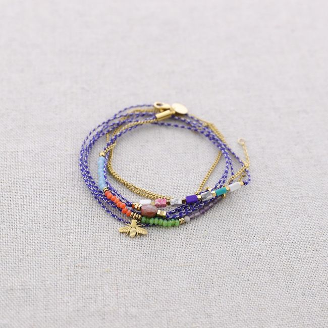 PULSERA ACERO TRES CADENAS PIEDRAS
