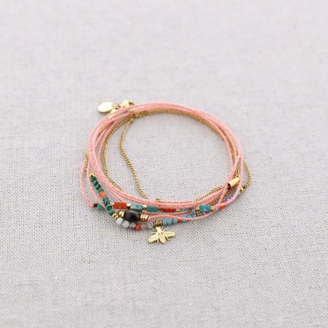PULSERA ACERO TRES CADENAS PIEDRAS
