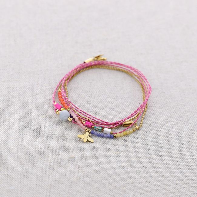 PULSERA ACERO TRES CADENAS PIEDRAS
