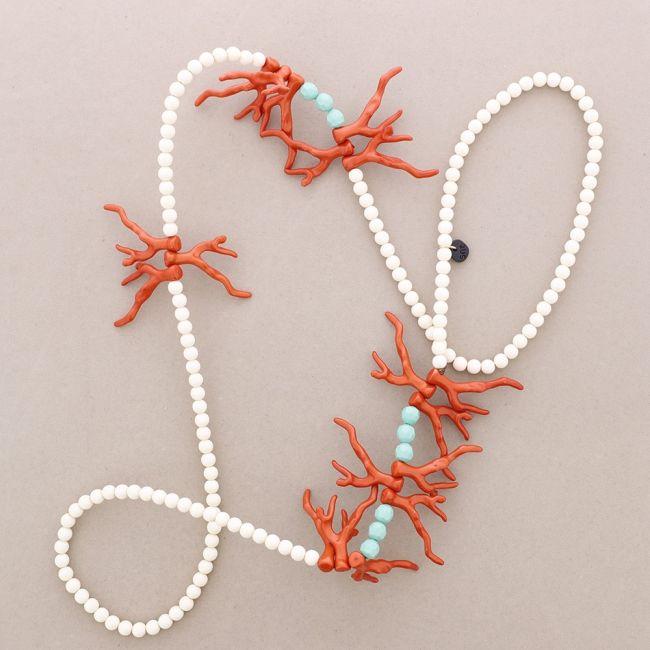 RESIN CORAL BALLS LONG NECKLACE