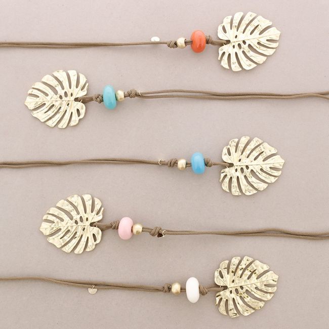 CHEESE PLANT LEAF PENDANT METAL NECKLACE