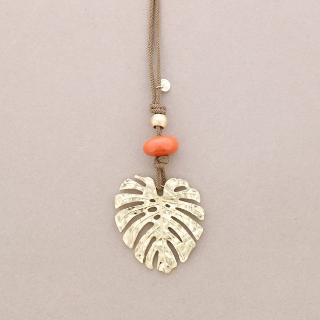 CHEESE PLANT LEAF PENDANT METAL NECKLACE