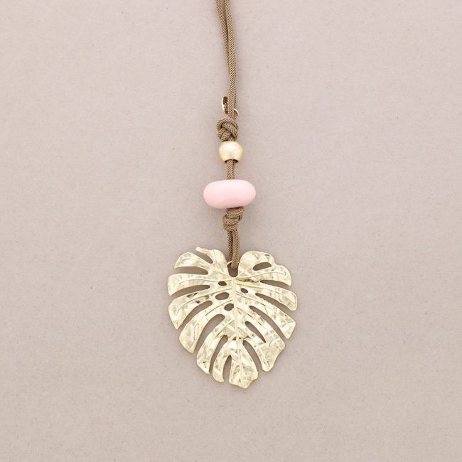 CHEESE PLANT LEAF PENDANT METAL NECKLACE