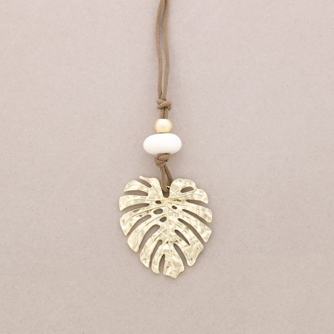 CHEESE PLANT LEAF PENDANT METAL NECKLACE