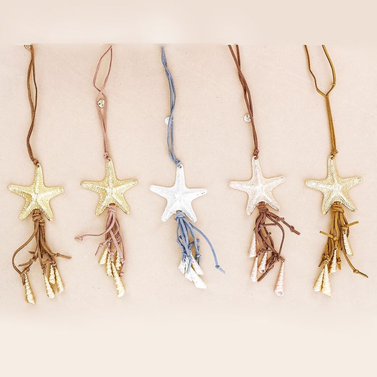 LONG STARFISH PENDANT NECKLACE WITH SNAILS 2