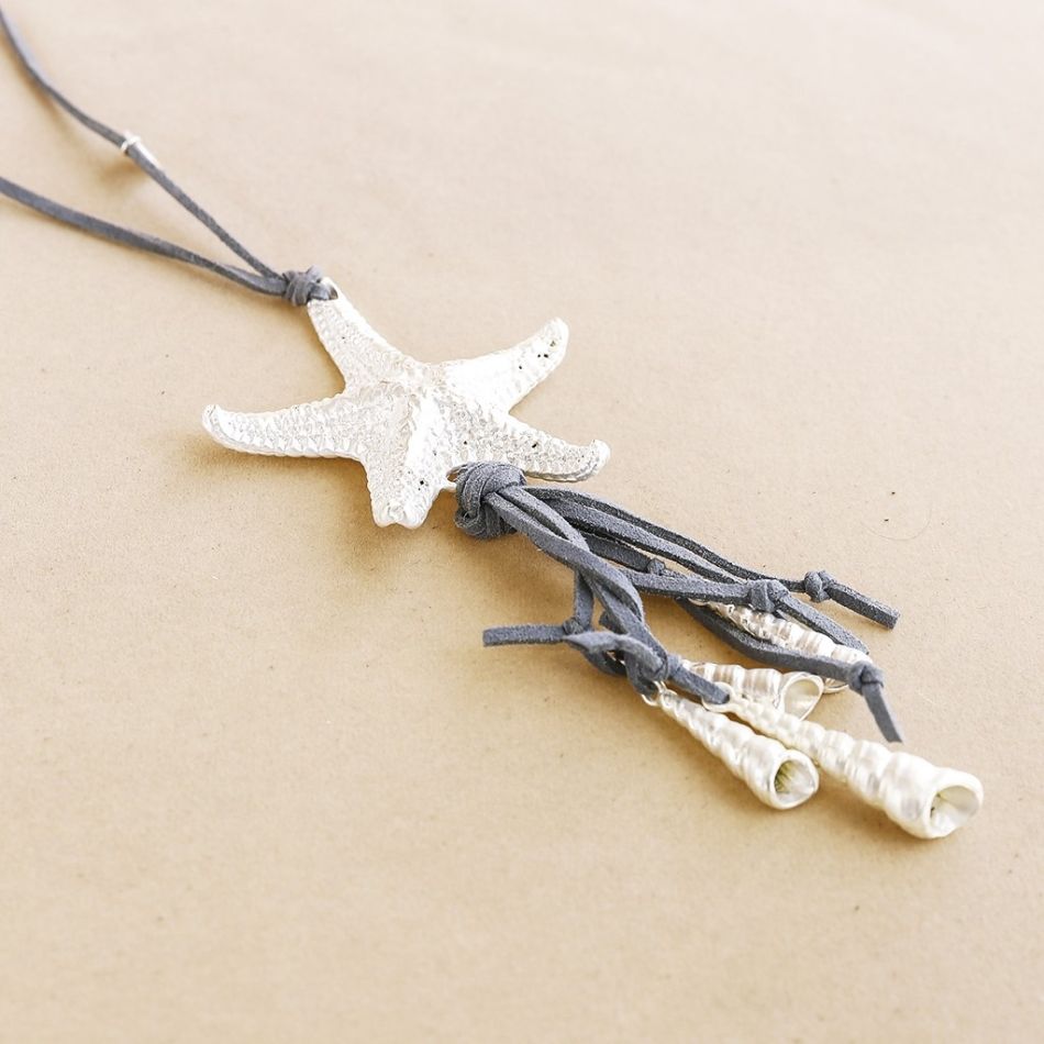 COLLAR LARGO COLGANTE ESTRELLA DE MAR CARACOLES