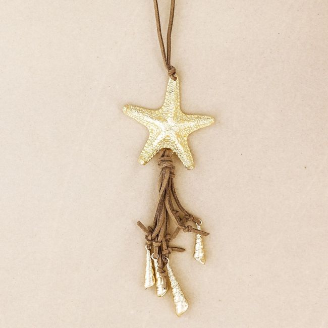 COLLAR LARGO COLGANTE ESTRELLA DE MAR CARACOLES