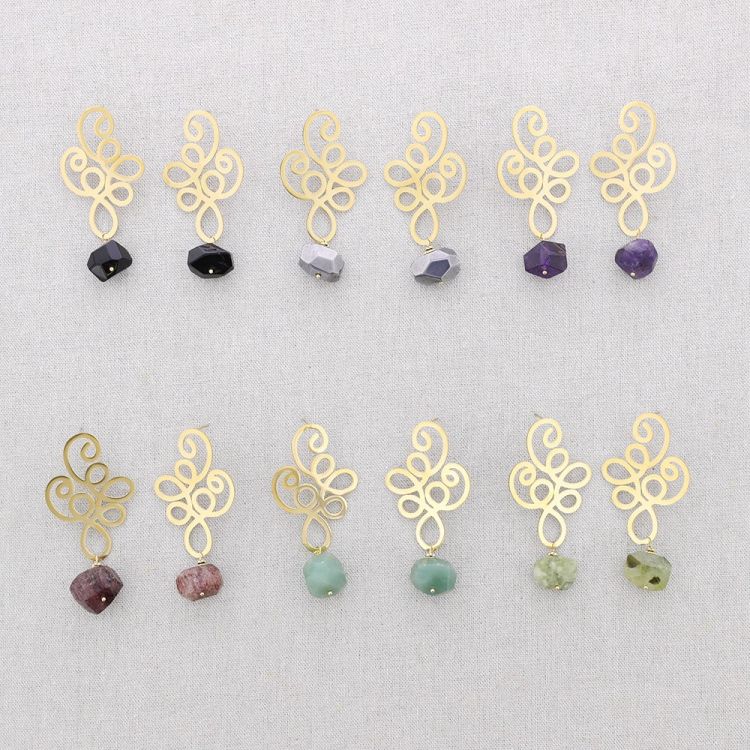 PENDIENTES ACERO FILIGRANA COLGANTE PIEDRA 2