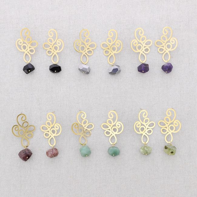 PENDIENTES ACERO FILIGRANA COLGANTE PIEDRA