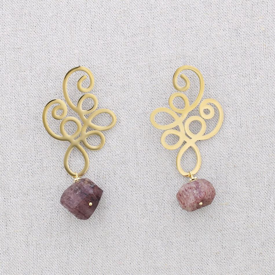 PENDIENTES ACERO FILIGRANA COLGANTE PIEDRA