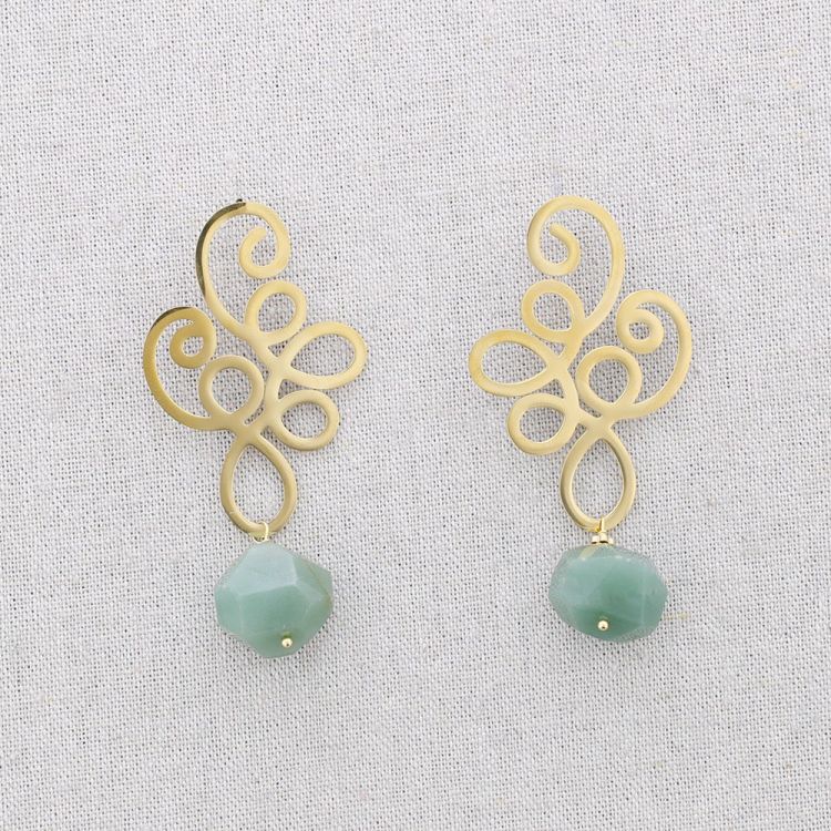 PENDIENTES ACERO FILIGRANA COLGANTE PIEDRA