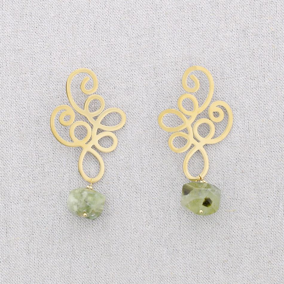 PENDIENTES ACERO FILIGRANA COLGANTE PIEDRA