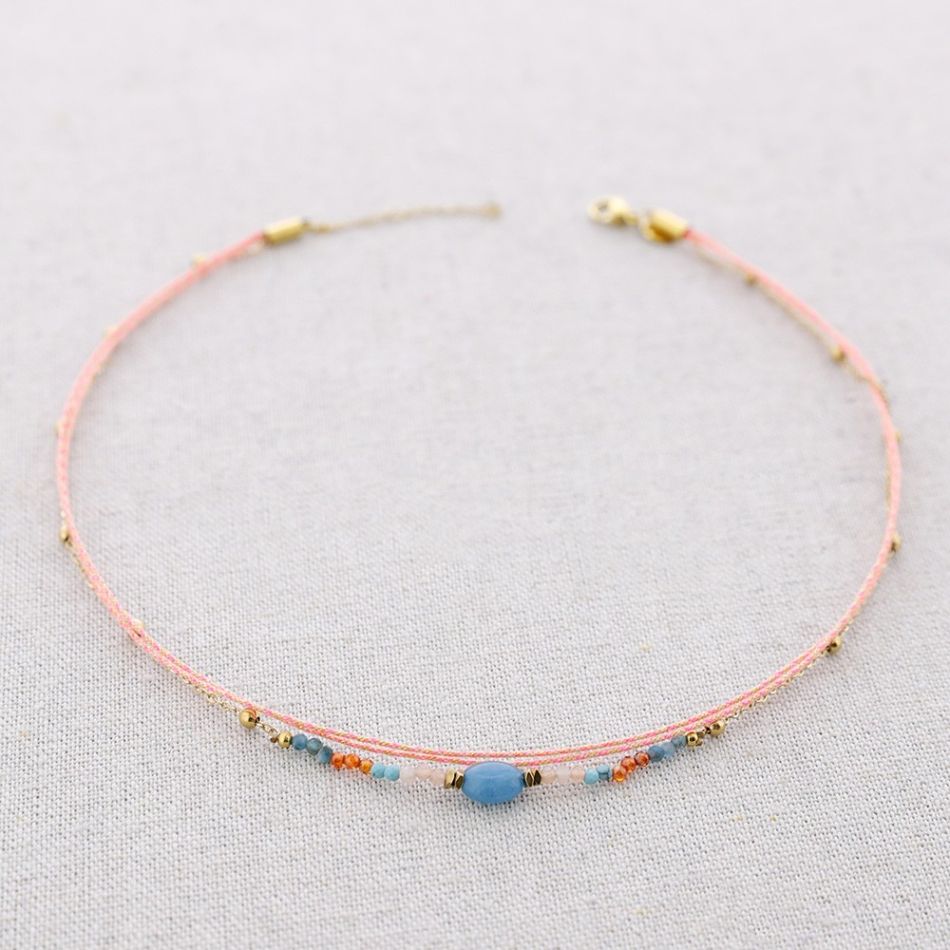 GARGANTILLA ACERO PIEDRAS CILÍNDRICAS COLORES
