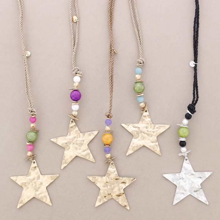 STONES STAR PENDANT LONG NECKLACE 2
