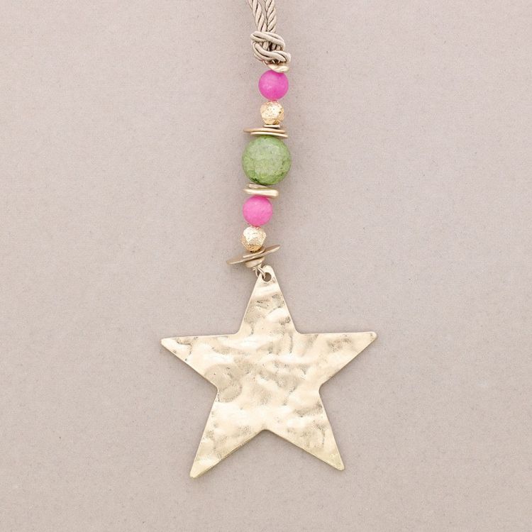 STONES STAR PENDANT LONG NECKLACE