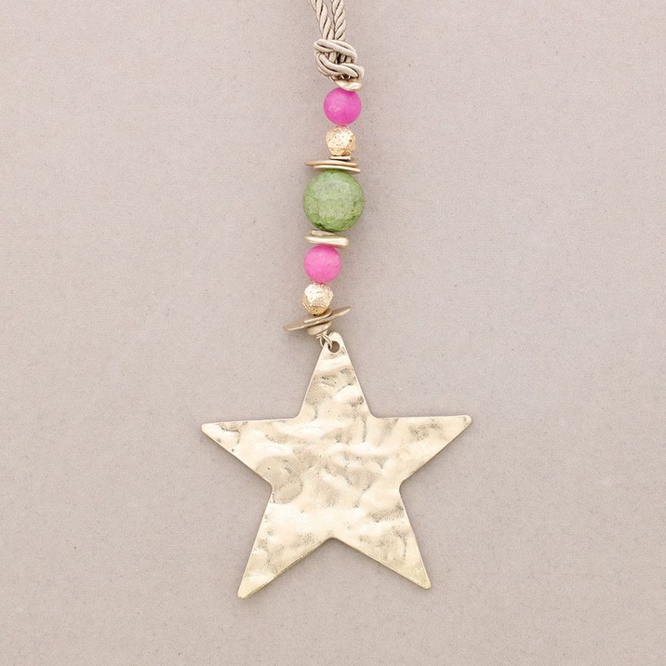 STONES STAR PENDANT LONG NECKLACE