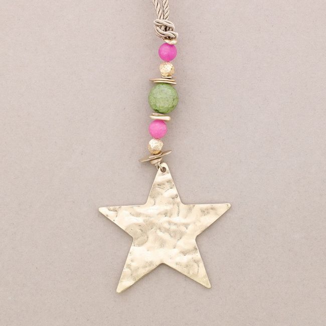 STONES STAR PENDANT LONG NECKLACE