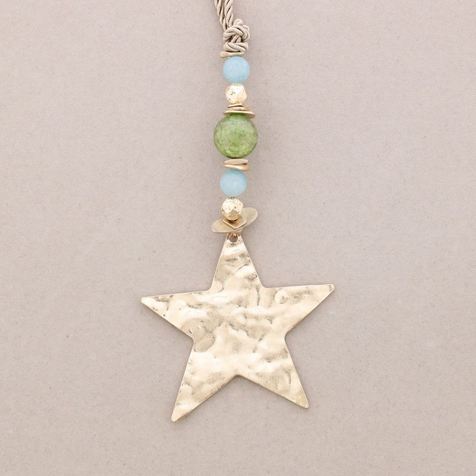 STONES STAR PENDANT LONG NECKLACE
