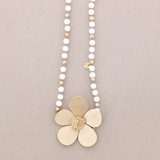 STONE FLOWER METAL EARRINGS