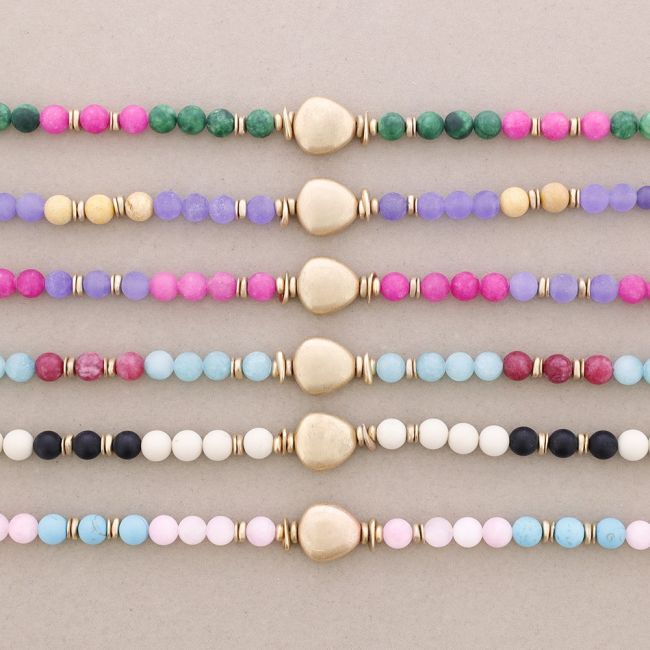 METAL BEADED NECKLACE WITH STONES